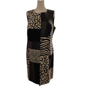NWOT - Per Se Animal Print Patchwork Leather Dress